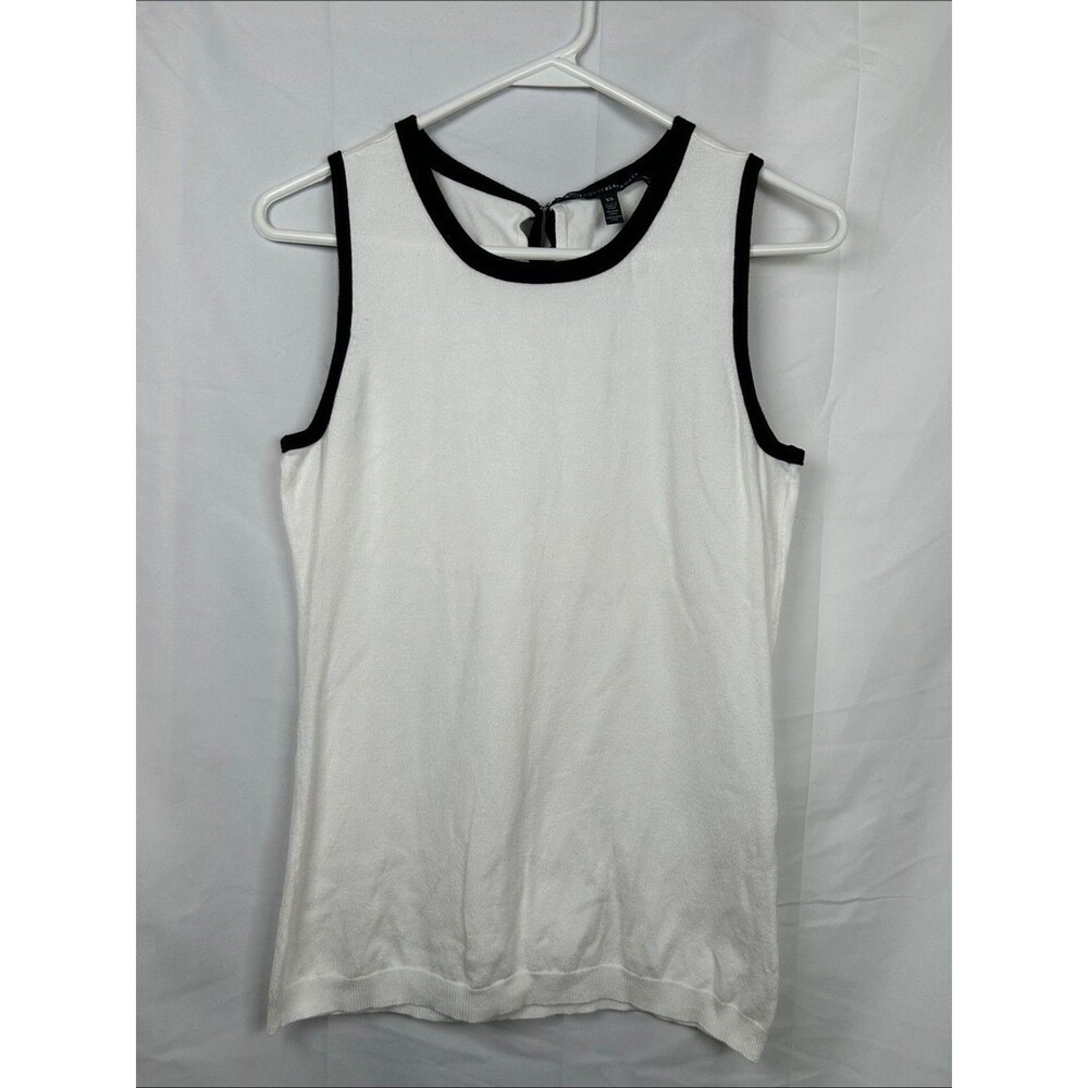 White House Black Market Sleeveless Sweater Women’s XS Tie Neck Off White Black